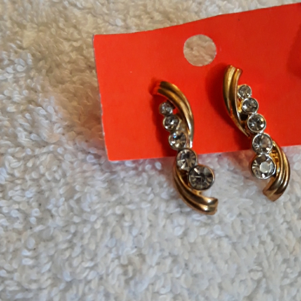 Post back pierced crystal rhinestone earrings
